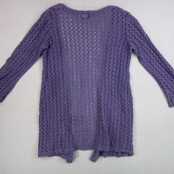 La Belle Cardigan Women M Purple Lace Crochet Open Flowy Drapey Coastal Cottage - Picture 6 of 12